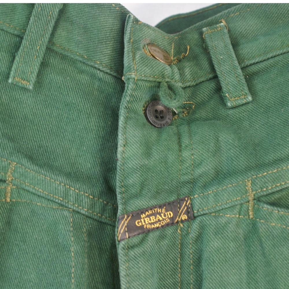 Marithe Francois Girbaud Mens Green Denim Shuttle Shorts Size 32 Vintage Style - Picture 2 of 13